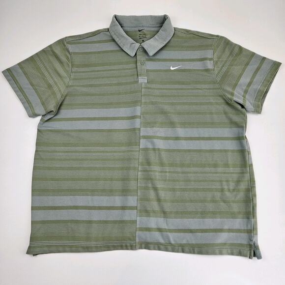 Nike Dri-FIT Unscripted Golf Polo Shirt Men's XXL Knit Striped Green Loose‎ Fit - Picture 1 of 8
